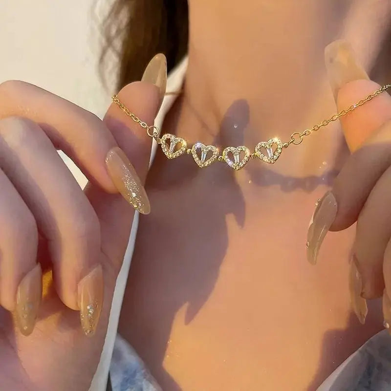 Necklaces for Girls, Heart Magnetic Necklace for Women, Cute Four Leaf Clover Necklace Dainty Gold Necklace for Teen Girls Christmas - JettsJewelers