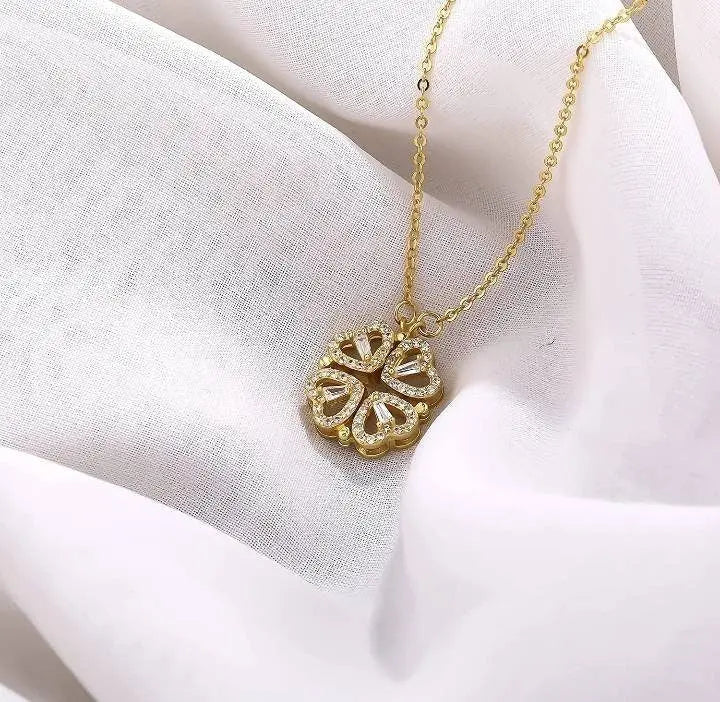 Necklaces for Girls, Heart Magnetic Necklace for Women, Cute Four Leaf Clover Necklace Dainty Gold Necklace for Teen Girls Christmas - JettsJewelers