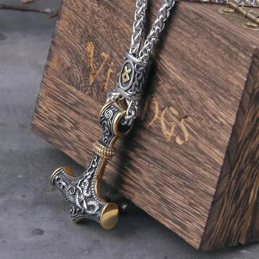 Norse Viking Thor Hammer Mjölnir Rune Amulet Necklace JettsJewelers