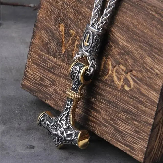 Norse Viking Thor Hammer Mjölnir Rune Amulet Necklace JettsJewelers