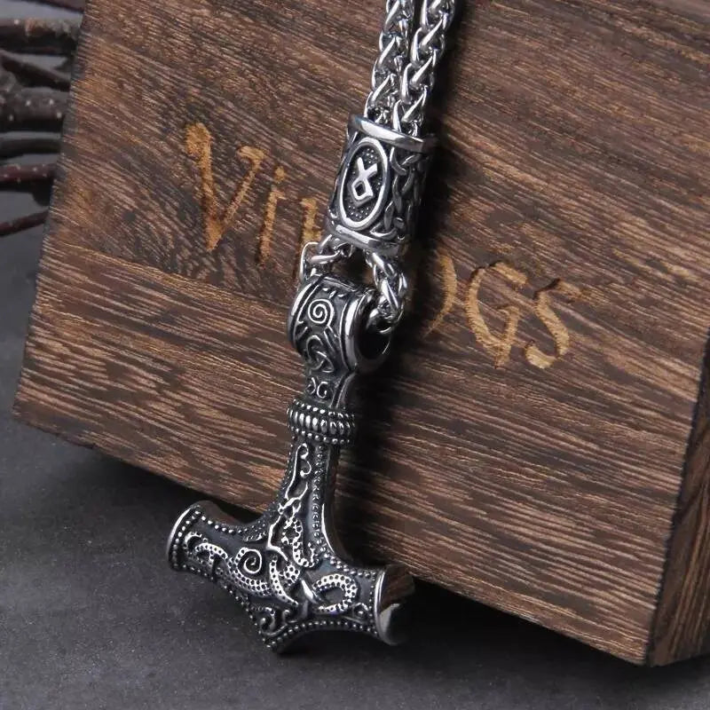 Norse Viking Thor Hammer Mjölnir Rune Amulet Necklace JettsJewelers