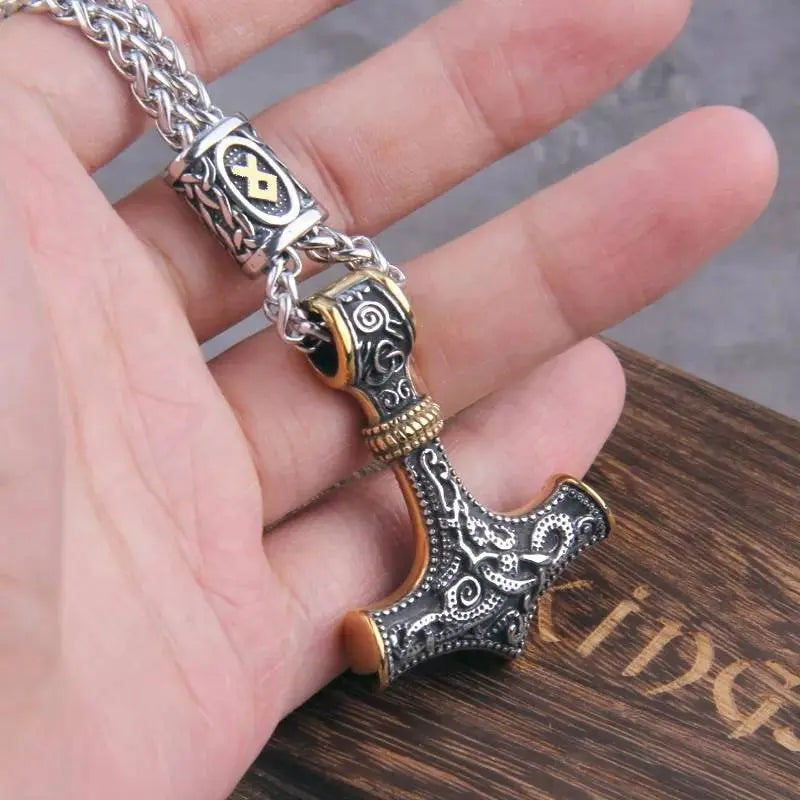 Norse Viking Thor Hammer Mjölnir Rune Amulet Necklace JettsJewelers