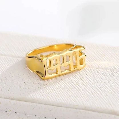 Number Ring Personalized Birth Year Date Initial Ring Birthday Rings for Women Girls Boys Gifts on Special Day 1990-2000 - JettsJewelers