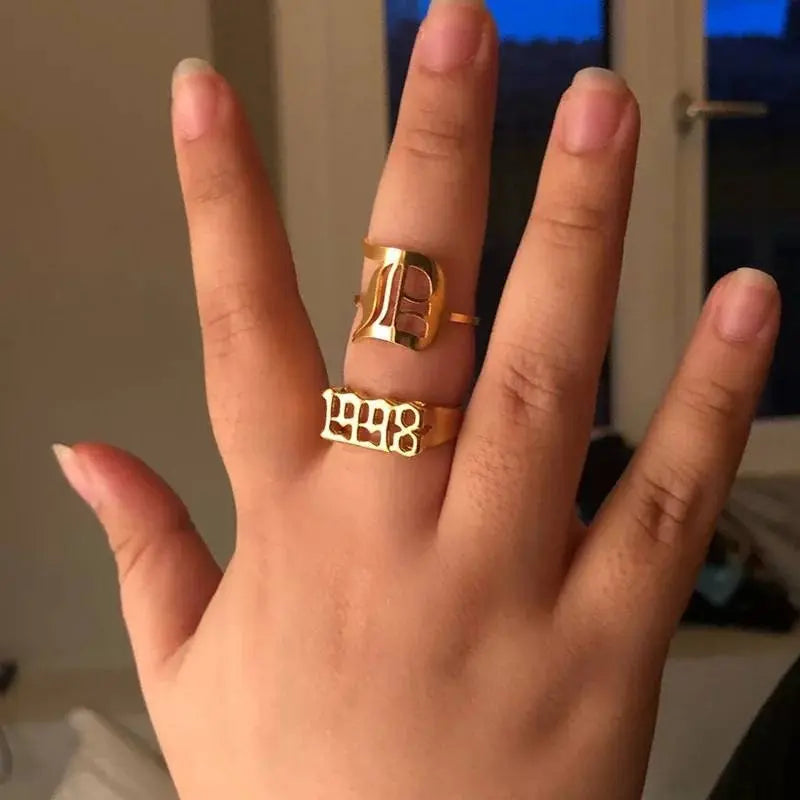 Number Ring Personalized Birth Year Date Initial Ring Birthday Rings for Women Girls Boys Gifts on Special Day 1990-2000 - JettsJewelers