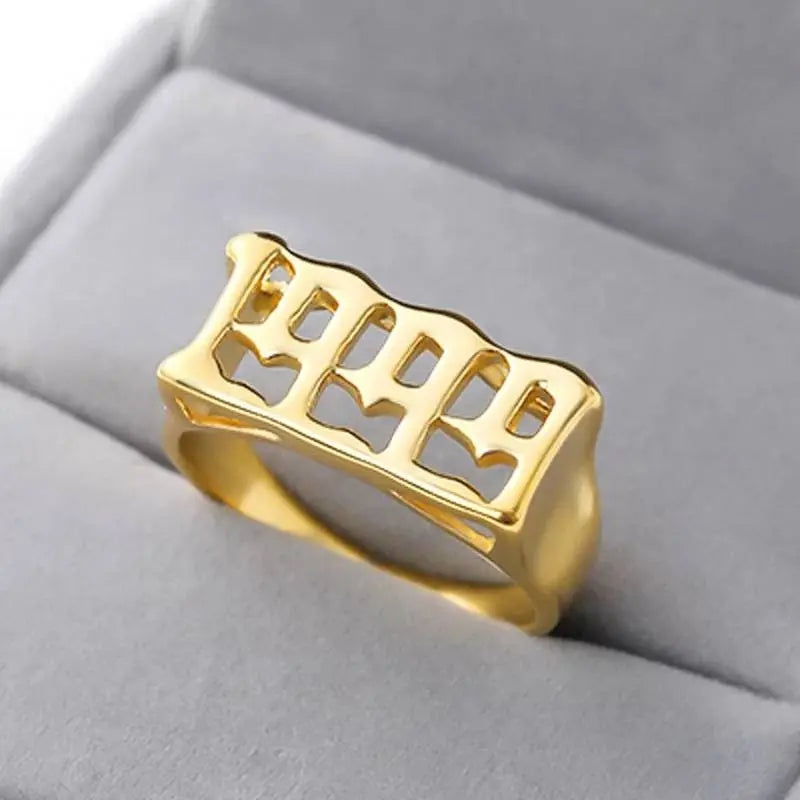 Number Ring Personalized Birth Year Date Initial Ring Birthday Rings for Women Girls Boys Gifts on Special Day 1990-2000 - JettsJewelers