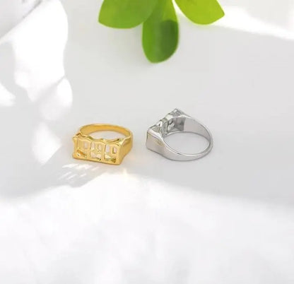 Number Ring Personalized Birth Year Date Initial Ring Birthday Rings for Women Girls Boys Gifts on Special Day 1990-2000 - JettsJewelers