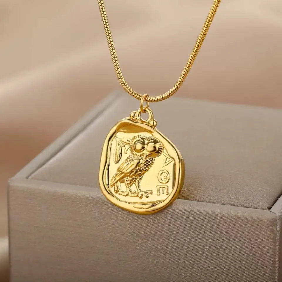 Owl Necklace For Women Gold Chain Pendant Necklaces Lucky Freedom Choker Couple Jewelry Collares - 18k Gold Plated JettsJewelers
