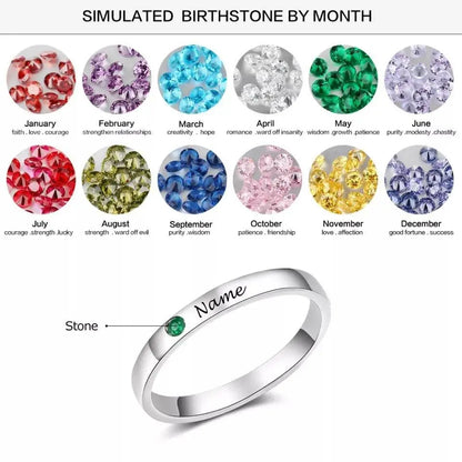 Personalized Custom Engraved Name Initial Rings with Simulated Birthstones Customized Best Friend Rings for Women Girls JettsJewelers