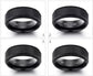 Personalized Men 8mm Black Silver Matte Brushed Stainless Steel Ring Stepped Beveled Edge Polished Laser Etched I Love You