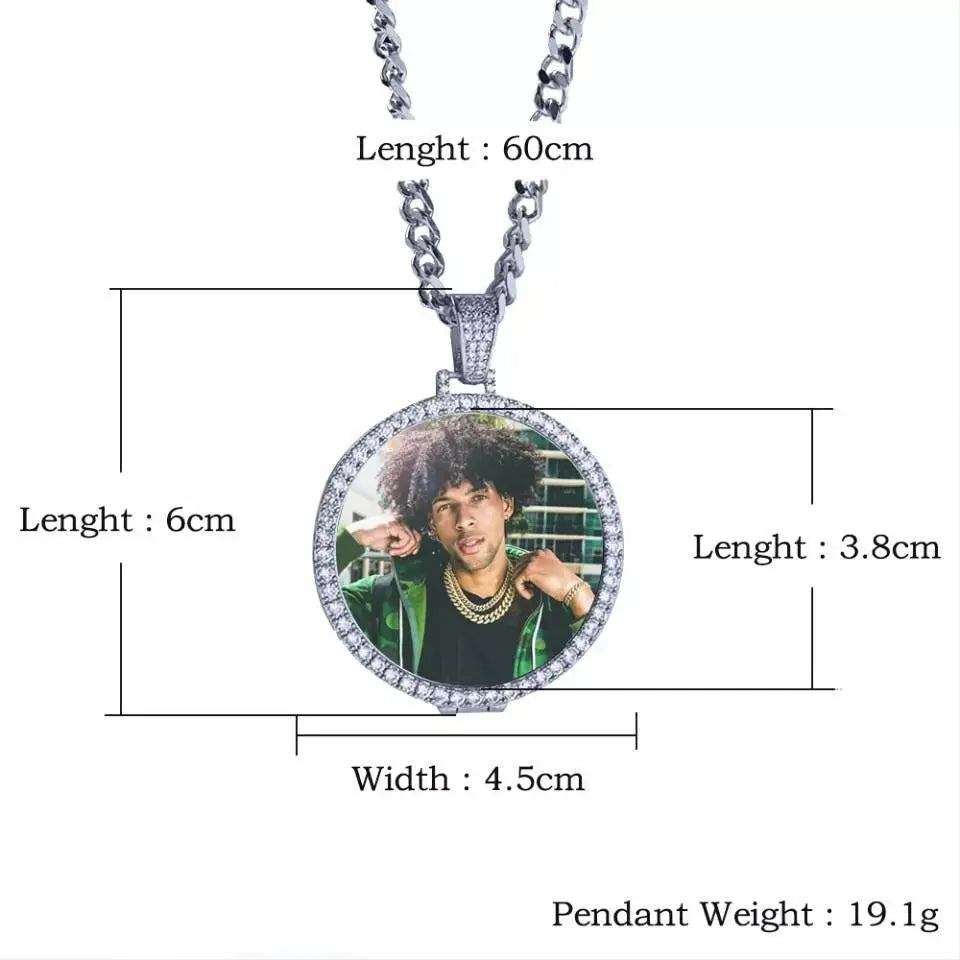 Picture Necklace Personalized for Men Women, 18K Gold/Platinum Plated AAA CZ Medallion Customized Photo Memory Pendant JettsJewelers