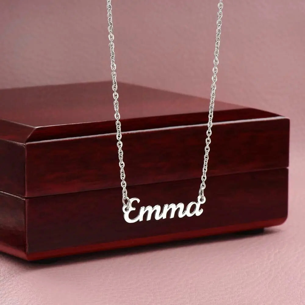 Polished Stainless Steel Personalized Name Necklace JettsJewelers