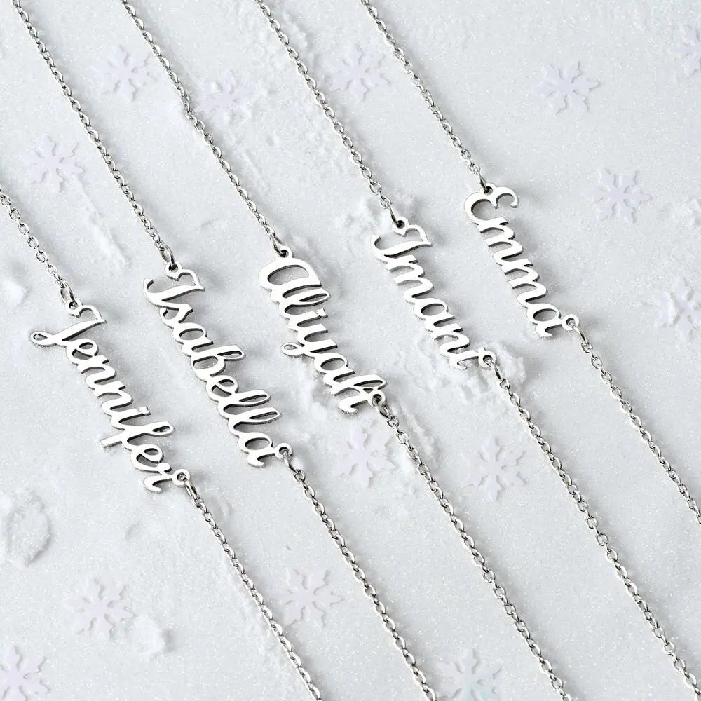 Polished Stainless Steel Personalized Name Necklace JettsJewelers