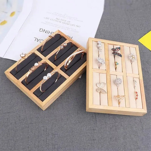 Portable Flannel Jewelry Ring Bracelet Jewelry Grid Display Organizer Box Tray Holder Storage Box Showcase Drawer Organizer Trays JettsJewelers