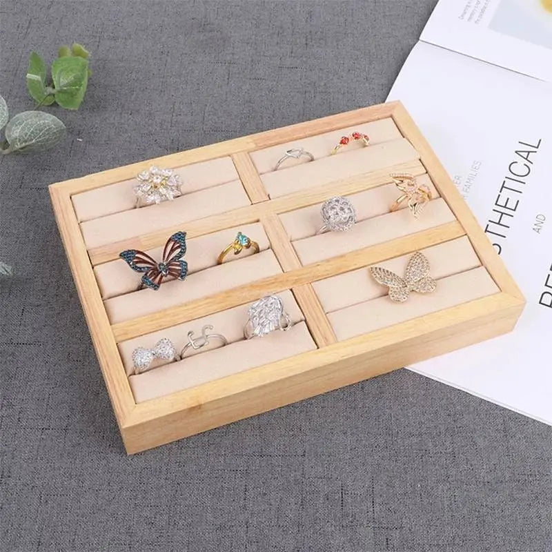 Portable Flannel Jewelry Ring Bracelet Jewelry Grid Display Organizer Box Tray Holder Storage Box Showcase Drawer Organizer Trays JettsJewelers