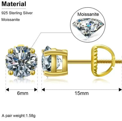 Real 0.1-2 Carat D Color Moissanite Earrings For Women 100% 925 Sterling Silver Earring 2021 Trend Wedding Jewelry 585 Rose Gold