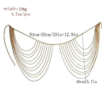 Rhinestone Body Chains Layered Crystal Waist Chain Beach Bikini Fashion Body Jewelry Accessories for Women and Girls - JettsJewelers