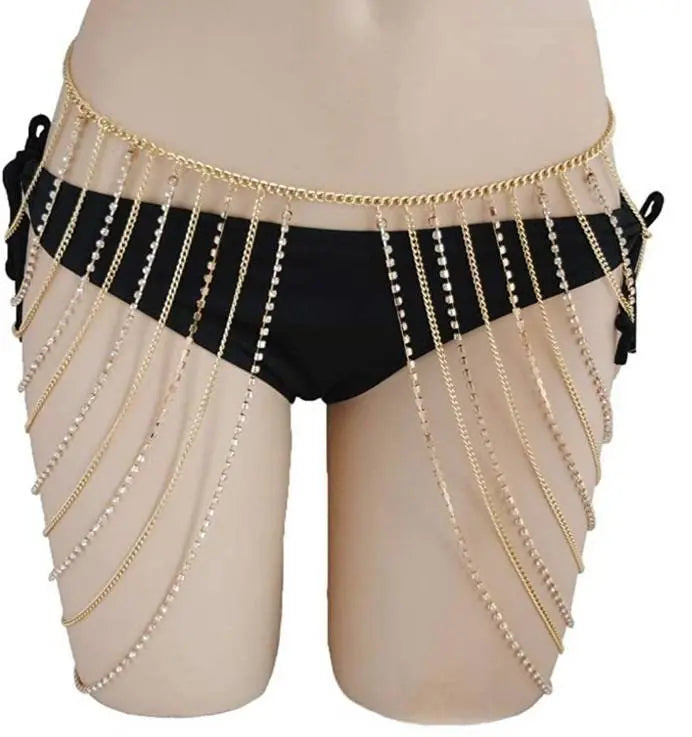 Rhinestone Body Chains Layered Crystal Waist Chain Beach Bikini Fashion Body Jewelry Accessories for Women and Girls JettsJewelers