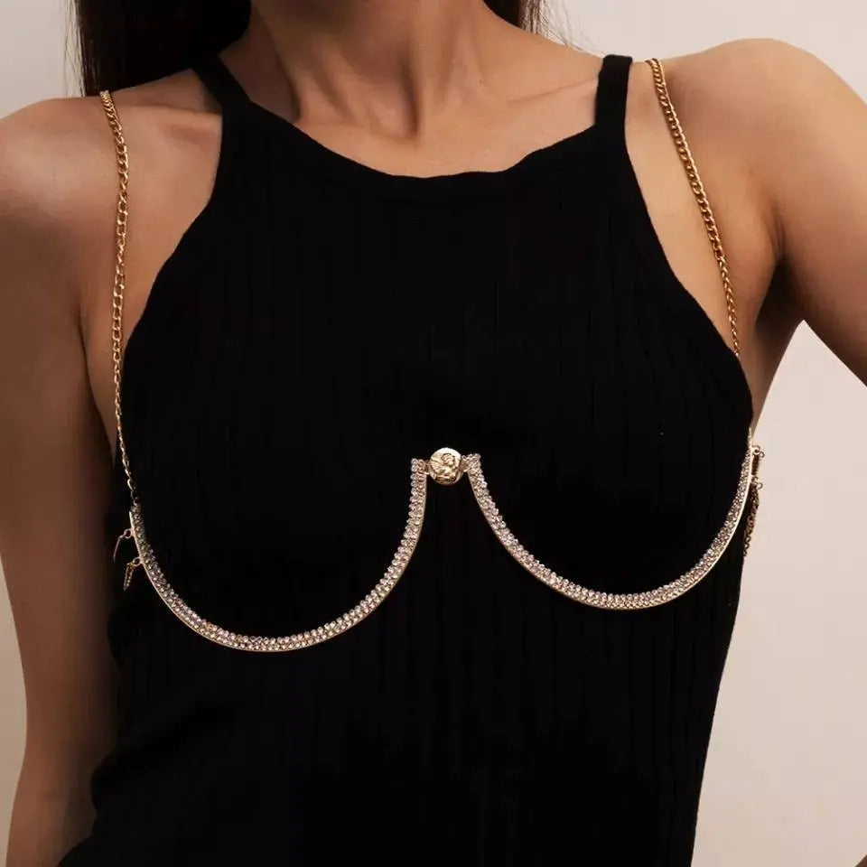 Rhinestone Bra Body Chain Sexy Bikini Silver Beauty – JettsJewelers