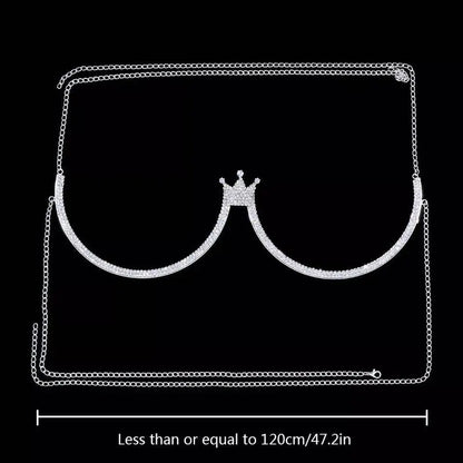 Rhinestone Bra Body Chain Sexy Bikini Silver Gold Beauty Crown Chest Bracket Bras Chain Nightclub and Partying Body Jewelry for Women JettsJewelers