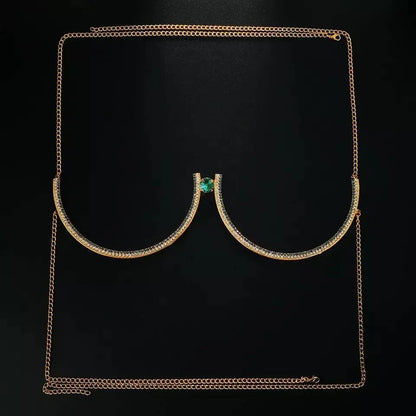 Rhinestone Bra Body Chain Sexy Bikini Silver Gold Beauty Red Gem Chest Bracket Bras Chain Nightclub and Partying Body Jewelry for Women JettsJewelers