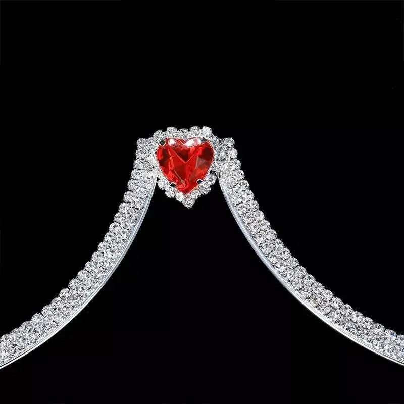 Rhinestone Bra Body Chain Sexy Bikini Silver Gold Beauty Red Heart Chest Bracket Bras Chain Nightclub and Partying Body Jewelry for Women JettsJewelers