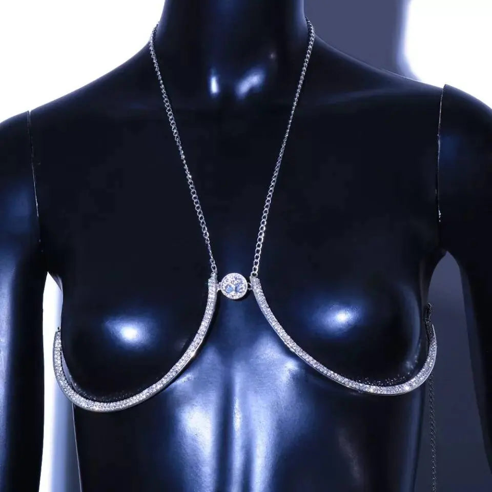 Sexy Rhinestone Chest Bracket Bra Chain Bra Chain Body Jewelry Body Chain  Bra