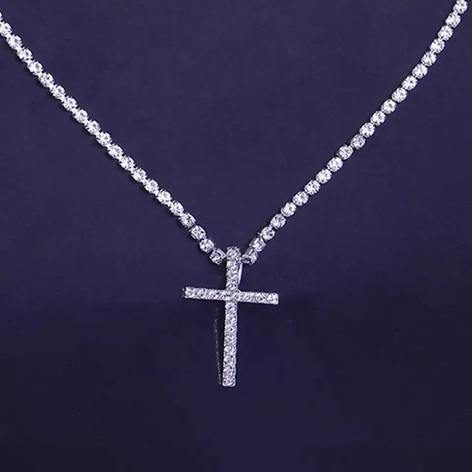 Rhinestone Cross Necklace Hope Chain Crystal Choker Necklaces for Women and Girls JettsJewelers