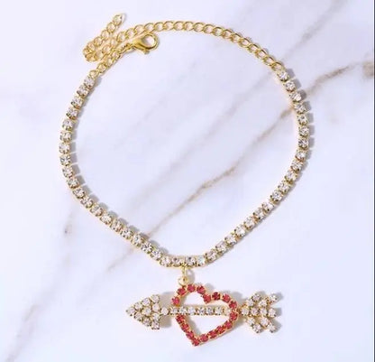 Rhinestone Cupid Arrow Anklet Foot Jewelry for Women Beach Barefoot Chain Bracelet On the Leg Accessories Gift JettsJewelers