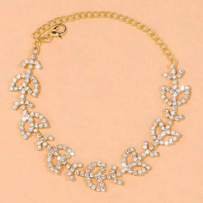 Rhinestone Flower Leaf Anklet Foot Jewelry for Women Beach Barefoot Chain Bracelet On the Leg Accessories Gift JettsJewelers