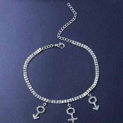 Rhinestone Gender Anklet Foot Jewelry for Women Beach Barefoot Chain Bracelet On the Leg Accessories Gift JettsJewelers