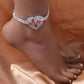 Rhinestone Heartbeat Ankle Bracelets for Women Girls, Crystal Tennis Anklet Bracelet Multi-Row Love Ankle Foot Jewelry Hip Hop Party Gifts - JettsJewelers