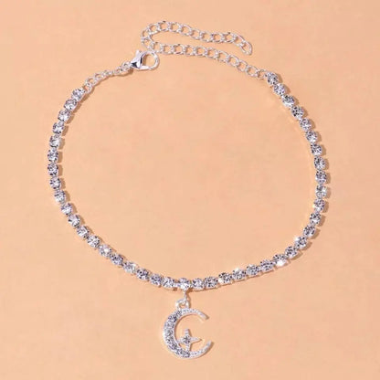Rhinestone Islam Stars Moon Anklet Foot Jewelry for Women Beach Barefoot Chain Bracelet On the Leg Accessories Gift JettsJewelers