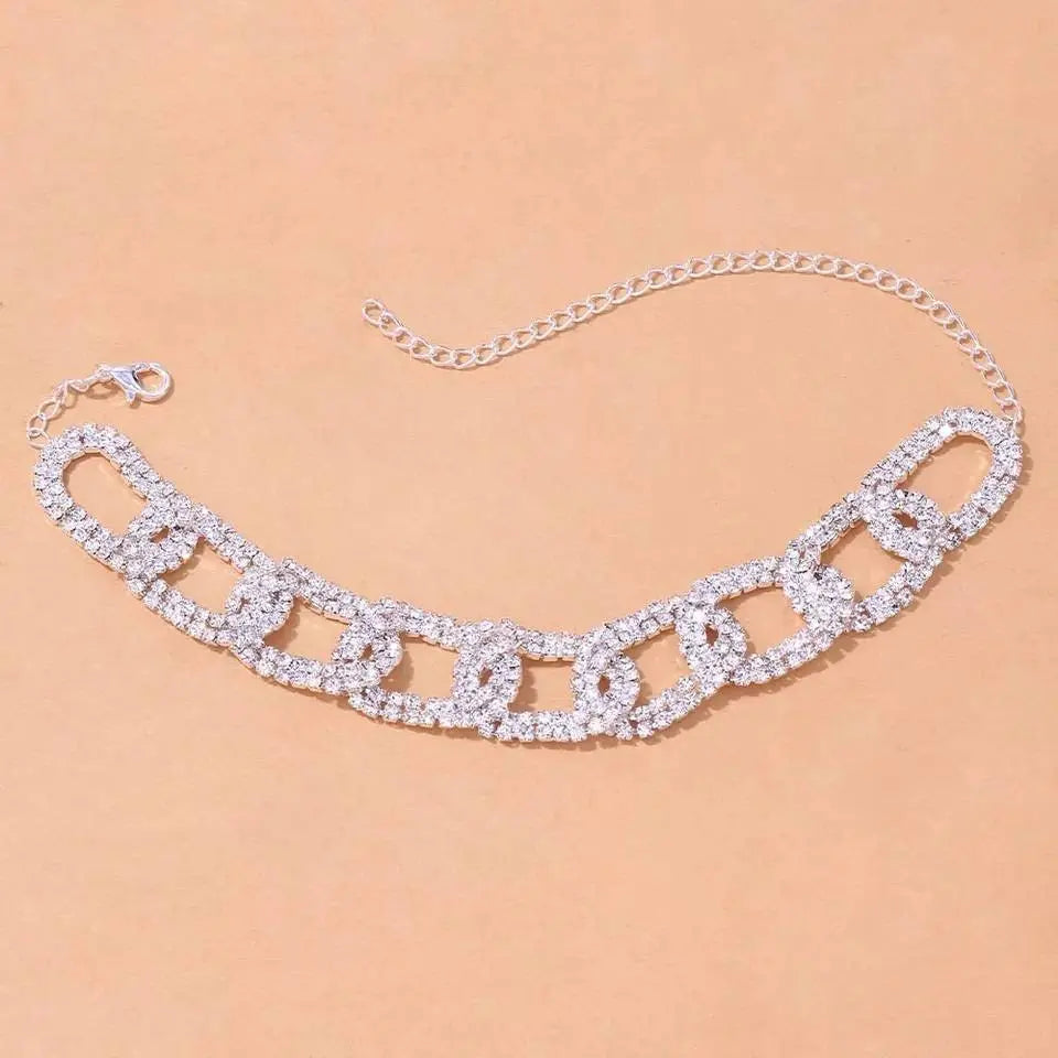 Rhinestone Link Anklet Foot Jewelry for Women Beach Barefoot Chain Bracelet On the Leg Accessories Gift JettsJewelers