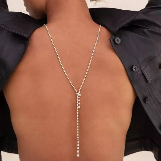 Rhinestone Long Necklace Chain Crystal Choker Necklaces Sexy Body Jewelry for Women and Girls JettsJewelers