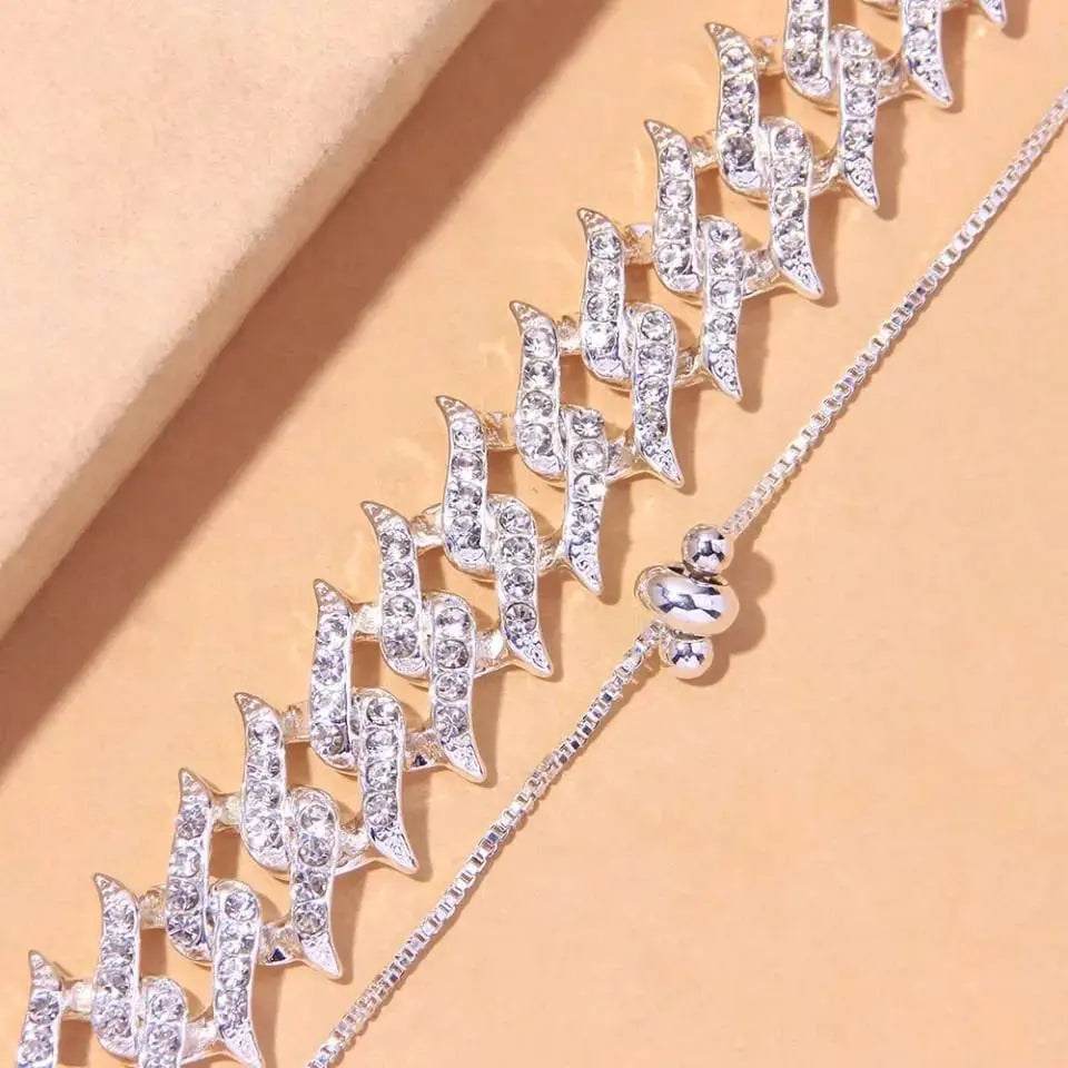 Rhinestone Miami Link Anklet Braclet for Women Cute Barefoot Sandals Beach Foot Jewelry Anklet - JettsJewelers