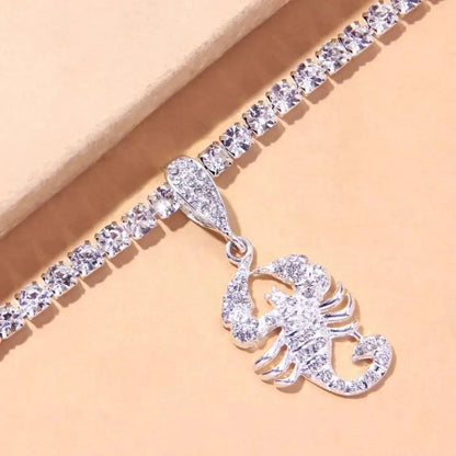Rhinestone Scorpion Anklet Bracelets for Women Girls, Crystal Tennis Anklet Bracelet Multi-Row Love Anklet Foot Jewelry Hip Hop Party Gifts JettsJewelers