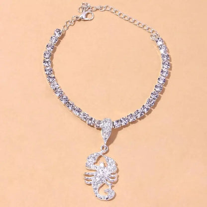 Rhinestone Scorpion Anklet Bracelets for Women Girls, Crystal Tennis Anklet Bracelet Multi-Row Love Anklet Foot Jewelry Hip Hop Party Gifts JettsJewelers