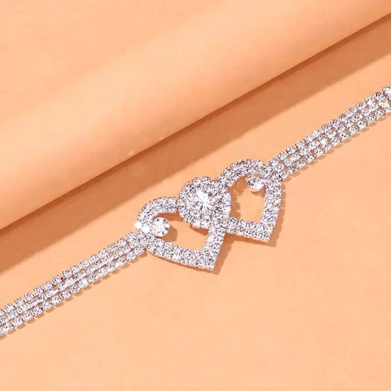 Rhinestone Thigh Bracelets for Women Girls, Crystal Tennis Leg Bracelet Multi-Row Love Jewelry Hip Hop Party Gifts JettsJewelers