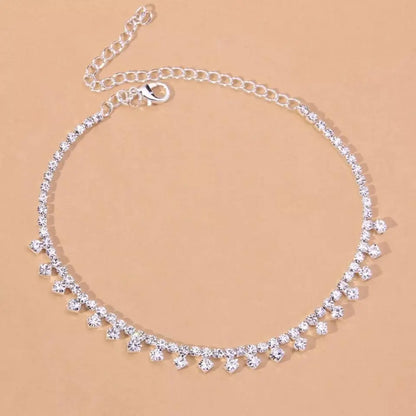 Rhinestone Water Drop Anklet Foot Jewelry for Women Beach Barefoot Chain Bracelet On the Leg Accessories Gift - JettsJewelers