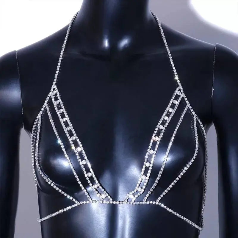 Rhinestones Body Harness Chain for Women Bohemian Tassels Shoulder Chain Necklace Jewelry for Party Wedding Summer Beach JettsJewelers