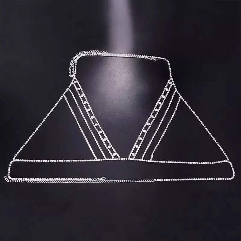 Rhinestones Body Harness Chain for Women Bohemian Tassels Shoulder Chain Necklace Jewelry for Party Wedding Summer Beach JettsJewelers