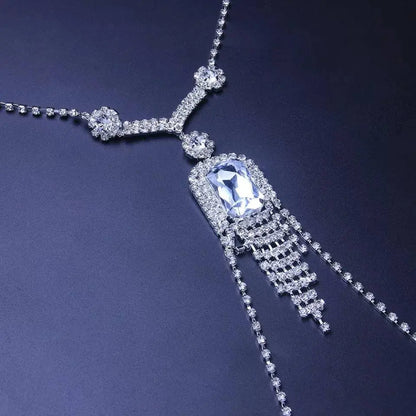 Rhinestones Nipple Ring Harness Chain for Women Bohemian Tassels Shoulder Chain Necklace Jewelry for Party Wedding Summer Beach JettsJewelers