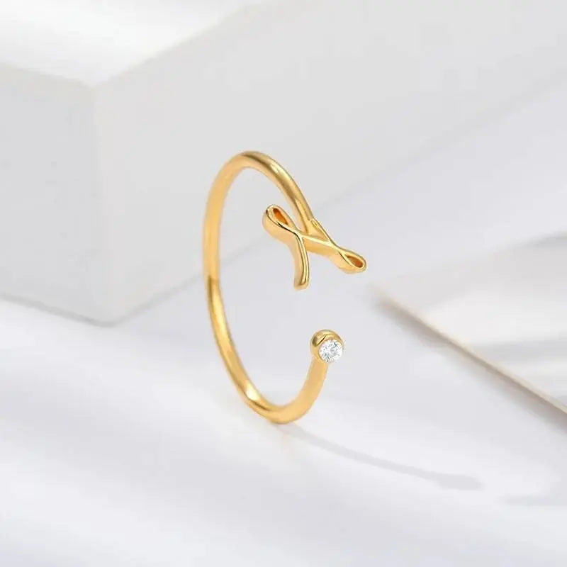 Rose Gold Silver Gold Initial Ring for Women Adjustable CZ Letter Knuckle Rings for Girls