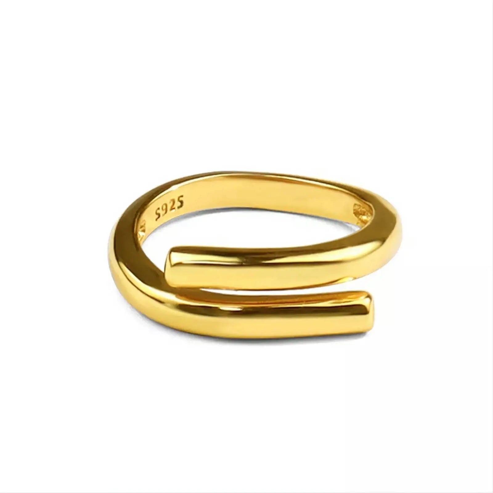 S925 Geometric Folded Circle Adjustable Ring Minimalist JettsJewelers