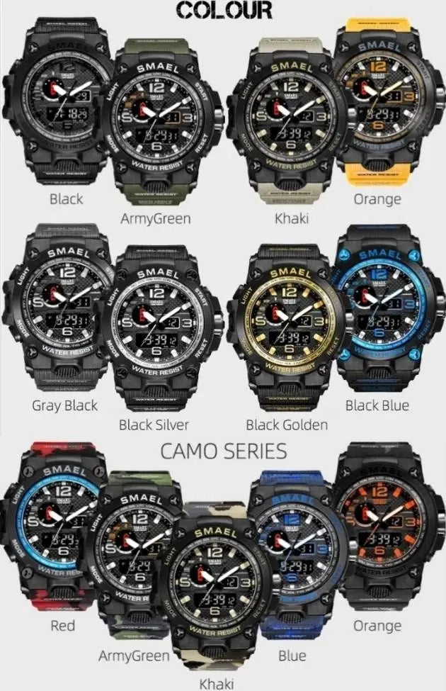 SMAEL Men's Watch, Sports Wrist Watch with Quartz Dual Movement, Analog-Digital Watches for Men - JettsJewelers