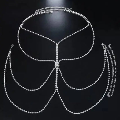 Sexy Crystal Body Chain Bikini Body Chains Nightclub Chest Chain Fashion Body Jewelry for Women and Girls Rhinestone JettsJewelers