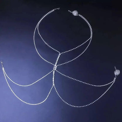 Sexy Crystal Body Chain Bikini Body Chains Nightclub Chest Chain Fashion Body Jewelry for Women and Girls Rhinestone JettsJewelers