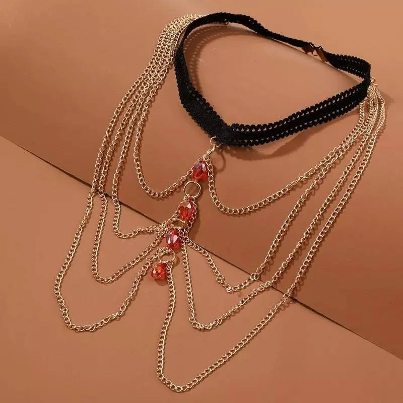 Sexy Red Bead Chain Leg Chain Gold and Silver for Women Thigh Chain For Girls Gold Pendant Boho Body Chain for Beach Summer Holiday JettsJewelers