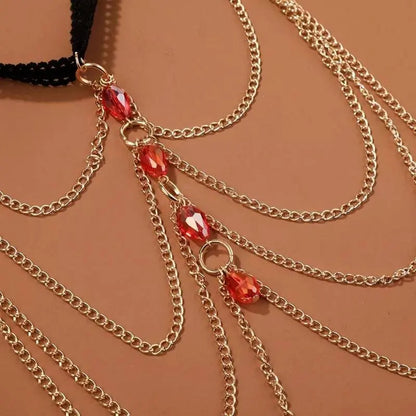 Sexy Red Bead Chain Leg Chain Gold and Silver for Women Thigh Chain For Girls Gold Pendant Boho Body Chain for Beach Summer Holiday JettsJewelers