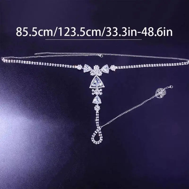 Sexy Women Body Chain Jewellery Waist Chain Rhinestone Underwear Belly Chain  Crystal Thong